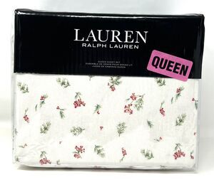 Ralph Lauren Christmas Mackenzie Flannel Sheet Set Queen Holiday Holly Mistletoe